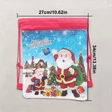 12pcs Santa Claus Drawstring Gift Bags - Festive Christmas Non-Woven Storage Pouches in Red & Blue with Ribbon Accents for Holiday Party Favors