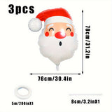 3-Pack Large Santa Hat Foil Balloons - Vibrant Aluminum Film Christmas Decorations with Ribbon and Straw - Perfect for 14 Years and Up, Ideal for Christmas Party, Birthday, New Year, Home and Yard Decorations