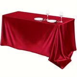 1pc Luxury Polyester Rectangle Tablecloth - Waterproof and Oil-Proof Satin Tablecover for Picnic, Holiday Party, Home Decor, Camping, and Wedding Banquet - Easy to Clean, Stain Resistant, and Durable Table Cloth with Simple Style Design