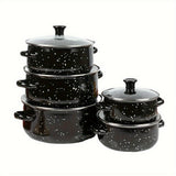 1 Set of Multifunctional Five-Piece Enamel Cookware Set - Lightweight, Thin, Versatile, and Compatible with Open Flame, Electric Stove, and Gas Stove for Home, Kitchen, Restaurant, and Daily Cooking Needs