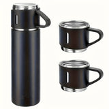 Stainless Steel Vacuum Flask Set with 3 Lids - 16.9oz Insulated Thermal Mug for Coffee, Hot & Cold Drinks - Perfect Gift for Christmas, Weddings, Business