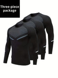 All-Season Men's Stretchy Fitness Shirt: Quick-Dry, Breathable, Long Sleeve Crew Neck - Perfect for Sports & Daily Wear