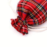 10 Pcs Festive Red Plaid Reusable Cotton Drawstring Bags - Perfect for Wedding, Birthday, Christmas, and More Decorative Occasions
