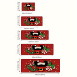 Christmas Holiday Bath Mat with Santa Hat, Holly, and Candy Canes - Non-Slip, Machine Washable, Medium Pile, Woven Polyester, 550gsm, 0.47inch Thick, Comfortable Floor Mat for Entryway, Kitchen, Living Room, Bedroom, Laundry Room - 1 Piece
