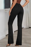 hulianfu - White Casual Solid Basic Mid Waist Regular Denim Jeans