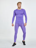 Mens Purple High-Performance Compression Shirt - Quick-Dry, Long Sleeve Workout Top with Moisture-Wicking Technology for Intense Gym, Running & Training - Ergonomic Fit for All-Day Comfort