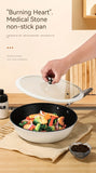 1pc 29CM Large Non-Stick Frying Pan with Lid - Kitchen & Dining Cookware - Maifan Stone Coated Surface, Induction and Gas Stove Compatible, Steak Frying, Home and Restaurant Use, Durable Cookware Item, Easy Cleaning Kitchen Supply