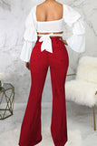 hulianfu - Black Casual Street Solid Patchwork High Waist Denim Jeans