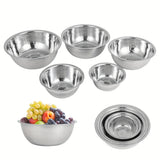 5pcs Stainless Steel Mixing Bowl Set With Measurements - Mirror Finish, Dishwasher Safe, Deep Sides For Salads & Kitchen Use