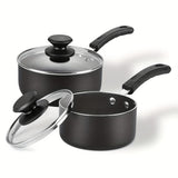 2pcs Nonstick Sauce Pan Set With Lid, 1 QT + 2.0 QT Non-stick Sauce Pot Cooking Pots Set, With Stay-cool Handle, Induction Compatible, PFOA Free, Kitchen Supplies, Cookware