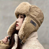 Winter Sports Bomber Hat Unisex - Polyester 100% Warm Earflap Pilot Cap with Buckle Closure, Lightweight, Non-Stretch, Knitted Craftsmanship, No Power Needed