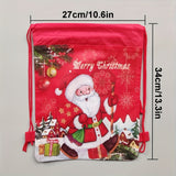 12pcs Santa Claus Drawstring Gift Bags - Festive Christmas Non-Woven Storage Pouches in Red & Blue with Ribbon Accents for Holiday Party Favors