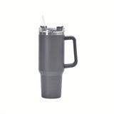 40oz Large Capacity Double-Walled Vacuum Insulated Cup - Premium Stainless Steel Tumbler with Ergonomic Handle, Leak-Proof Straw Lid, and Sweat-Free Design - Perfect for Outdoor Enthusiasts, Commuters, and Adventurers on-the-go!