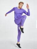 Mens Purple High-Performance Compression Shirt - Quick-Dry, Long Sleeve Workout Top with Moisture-Wicking Technology for Intense Gym, Running & Training - Ergonomic Fit for All-Day Comfort