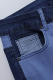 hulianfu - Khaki Casual Color Block Patchwork Mid Waist Skinny Denim Jeans