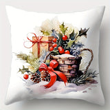 4-Pack Christmas Throw Pillow Covers, 17.7x17.7 inches, Contemporary Style, Polyester, Zippered, Hand Wash Only, Printed Snowman & Holly Design, Sofa Cushion Cases for Living Room Decor