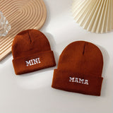 Parent-Child Set Soft Touch Cotton Beanie - Skullies & Beanies for Women, Stylish Solid Color Knitted Hat, Elasticity, Lightweight, Versatile Headwear, Caps for All Seasons, Daily Wear, Outdoor Activities