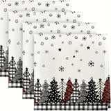 1pc, Polyester Tablecloth, Merry Christmas Table Cover, Buffalo Plaid Christmas Tree Pattern Table Cover, Christmas Atmospheric Table Decor, Holiday Desktop Decoration Fabric Table Cloth, Home Decoration, Christmas Decor, Gift