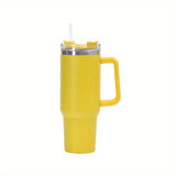 40oz Large Capacity Double-Walled Vacuum Insulated Cup - Premium Stainless Steel Tumbler with Ergonomic Handle, Leak-Proof Straw Lid, and Sweat-Free Design - Perfect for Outdoor Enthusiasts, Commuters, and Adventurers on-the-go!