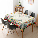 1pc Premium Polyester Christmas Tablecloth - Vibrant Pine Tree, Butterflies & Snowman Pattern - Festive Table Decor for Holidays, Home Atmosphere Enhancer & Perfect Gift Idea