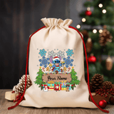 Custom Disney Stitch Christmas Drawstring Bag - Personalized Name, Cartoon Animal Print, Perfect for Holiday Gifts & Party Favors