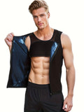 Men's Sauna Sweat Shapewear Vest - Shirts - Instant Tummy Flattening, Zipper Closure, Sweat-Inducing, Comfortable, Breathable, and Adjustable for a Slimmer Silhouette
