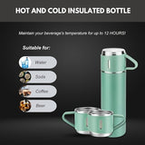 Stainless Steel Vacuum Flask Set with 3 Lids - 16.9oz Insulated Thermal Mug for Coffee, Hot & Cold Drinks - Perfect Gift for Christmas, Weddings, Business