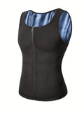 Men's Sauna Sweat Shapewear Vest - Shirts - Instant Tummy Flattening, Zipper Closure, Sweat-Inducing, Comfortable, Breathable, and Adjustable for a Slimmer Silhouette