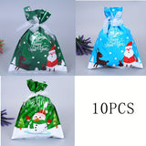 10pcs Large Christmas Drawstring Gift Bags - Durable PVC, Perfect for Holiday Goodies & Presents, Christmas Gift Bags