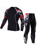 Mens High-Performance Compression Running Outfit - Moisture-Wicking Skin-Fit Shirt & Pants Set - Ideal for Gym, Fitness, Yoga, Base Layer Thermal Wear