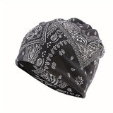4pcs/set Classic Vintage Paisley Print Unisex Slouchy Beanie - Skullies & Beanies with Elastic Warm Lightweight Design, Perfect for Women & Men - Hip Hop Baggy Hat for Casual Wear
