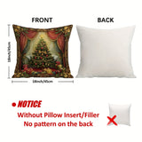 4-Pack Christmas Velvet Throw Pillow Covers 18x18, Festive Holiday Designs with Trees, Stockings & Candy Canes, Contemporary Zippered Pillowcases, Machine Washable, Decorative Woven Polyester for Living Room Sofa & Bedroom