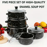 1 Set of Multifunctional Five-Piece Enamel Cookware Set - Lightweight, Thin, Versatile, and Compatible with Open Flame, Electric Stove, and Gas Stove for Home, Kitchen, Restaurant, and Daily Cooking Needs