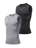 Buy 1 Get 1 Free, total of 2 pcs Men's Premium Quick-Dry Tank Top - Breathable Crew Neck Sleeveless Compression Vest with Moisture-Wicking Fabric, Four-Way Stretch, and Anti-Odor Technology - Ideal for Sports Events, Fitness Training, Ball Games, and Outd
