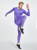 Mens Purple High-Performance Compression Shirt - Quick-Dry, Long Sleeve Workout Top with Moisture-Wicking Technology for Intense Gym, Running & Training - Ergonomic Fit for All-Day Comfort