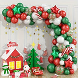 84pcs Christmas Balloon Garland Kit - Red, Green & White with Candy Cane Accents for Holiday Parties, New Year Celebrations & Festive Decor