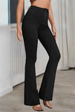 hulianfu - White Casual Solid Basic Mid Waist Regular Denim Jeans