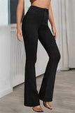 hulianfu - White Casual Solid Basic Mid Waist Regular Denim Jeans
