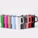 40oz Large Capacity Double-Walled Vacuum Insulated Cup - Premium Stainless Steel Tumbler with Ergonomic Handle, Leak-Proof Straw Lid, and Sweat-Free Design - Perfect for Outdoor Enthusiasts, Commuters, and Adventurers on-the-go!