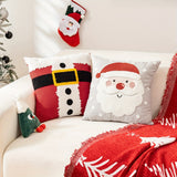 2pcs, Christmas Embroidery Home Decorative Pillow Covers, Santa Deer Gnomes Exquisite Tufted Punch Farmhouse Couch Pillowcases, 18*18in, Cozy Holiday Home Decor for Sofa & Bedroom & Outdoor & Living Room, Set of 2, Without Pillow Inserts