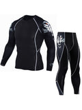 Mens High-Performance Compression Running Outfit - Moisture-Wicking Skin-Fit Shirt & Pants Set - Ideal for Gym, Fitness, Yoga, Base Layer Thermal Wear