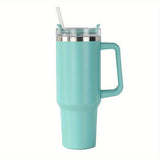 40oz Large Capacity Double-Walled Vacuum Insulated Cup - Premium Stainless Steel Tumbler with Ergonomic Handle, Leak-Proof Straw Lid, and Sweat-Free Design - Perfect for Outdoor Enthusiasts, Commuters, and Adventurers on-the-go!