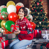 25-Piece Christmas Balloon Set with Confetti - Patriotic Themed Round Latex Balloons for Wedding, New Year, Graduation, Bridal Shower - Ideal for Indoor & Outdoor Holiday Decorations