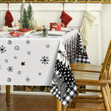1pc, Polyester Tablecloth, Merry Christmas Table Cover, Buffalo Plaid Christmas Tree Pattern Table Cover, Christmas Atmospheric Table Decor, Holiday Desktop Decoration Fabric Table Cloth, Home Decoration, Christmas Decor, Gift