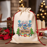 Custom Disney Stitch Christmas Drawstring Bag - Personalized Name, Cartoon Animal Print, Perfect for Holiday Gifts & Party Favors