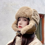 Winter Sports Bomber Hat Unisex - Polyester 100% Warm Earflap Pilot Cap with Buckle Closure, Lightweight, Non-Stretch, Knitted Craftsmanship, No Power Needed