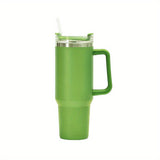 40oz Large Capacity Double-Walled Vacuum Insulated Cup - Premium Stainless Steel Tumbler with Ergonomic Handle, Leak-Proof Straw Lid, and Sweat-Free Design - Perfect for Outdoor Enthusiasts, Commuters, and Adventurers on-the-go!