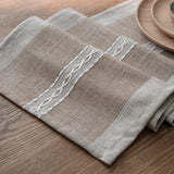 1pc Nordic Jacquard Table Runner - Stylish One-line Design, Geometric Pattern, Hand Woven with Tassel Detail, Perfect for Tea & Dining Tables, Elevates Room Decor - Durable Polyester Cotton Blend