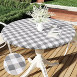 1pc Round Waterproof Vinyl Tablecloth with Elastic Edge and Flannel Backing - Easy to Clean, Wipeable, and Durable - Perfect for Indoor and Outdoor Use on Patios, Terraces, and Gardens