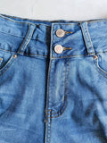 High-Stretch Womens Slim Fit Ripped Bermuda Shorts - High Waist, Slash Pockets, Solid Color, Cotton Blend, Sexy Style, Perfect for Spring/Summer - No Printing, No Sheer, Woven Denim Jeans & Clothing
